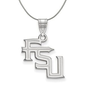 Sterling Silver Florida State Medium 'FSU' Necklace - 24 Inch
